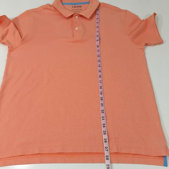 Izod Men's Orange Collared Natural Stretch Short Sleeve Polo Shirt Size L - Picture 9 of 11